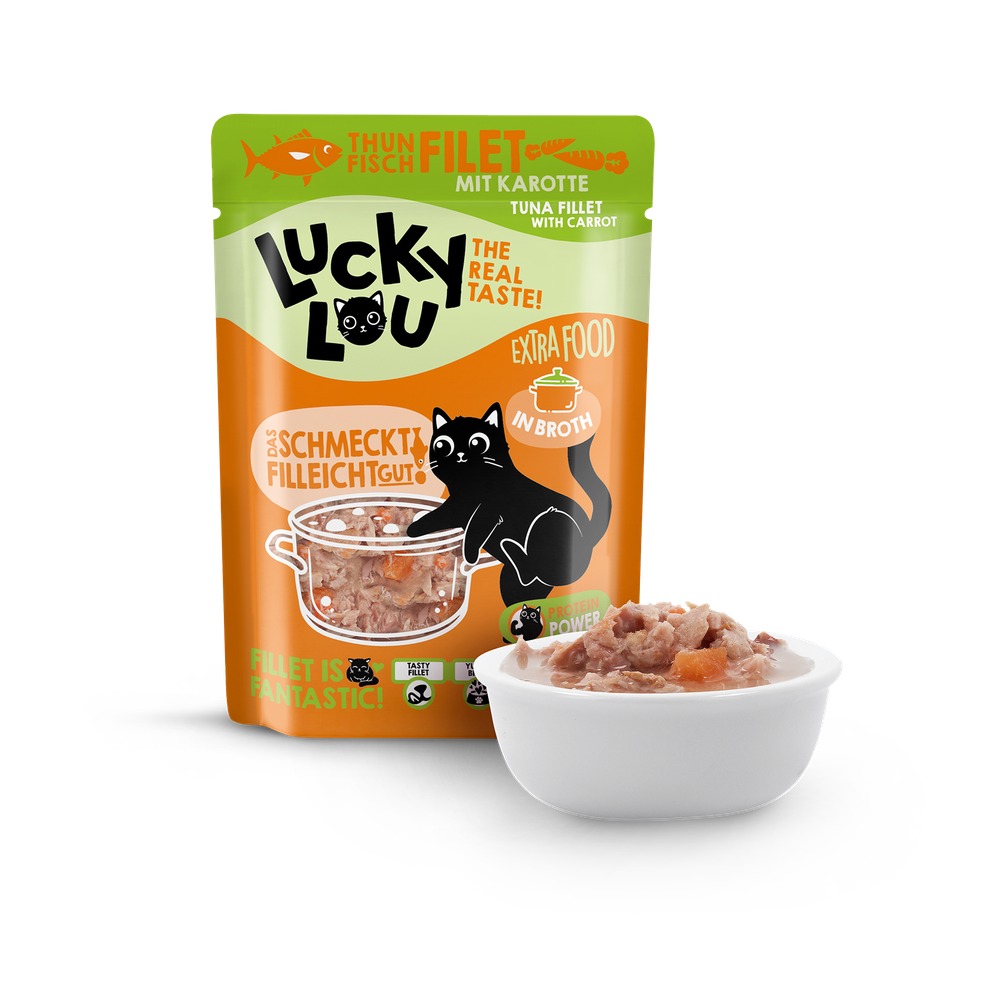 LUCKY LOU Extrafood pre Mačky Adult – Filet z tuniaka s mrkvou vo vývare 12 x 70g - 2