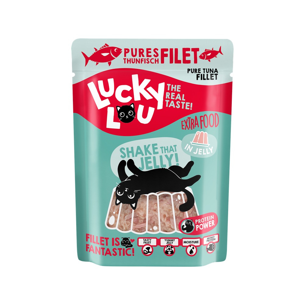 LUCKY LOU Extrafood pre Mačky Adult – Filet z tuniaka v želé 70g
