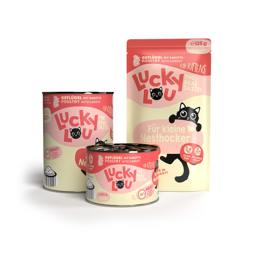 LUCKY LOU Lifestage pre Mačiatka Kitten – Hydina 6 x 300g