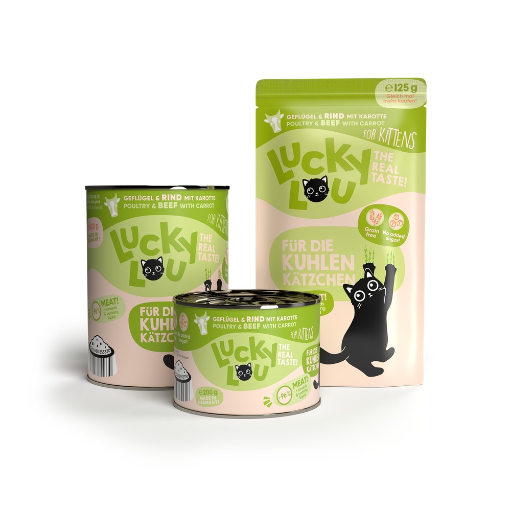 LUCKY LOU Lifestage pre Mačiatka Kitten – Hydina a Hovädzie 4 x 125g