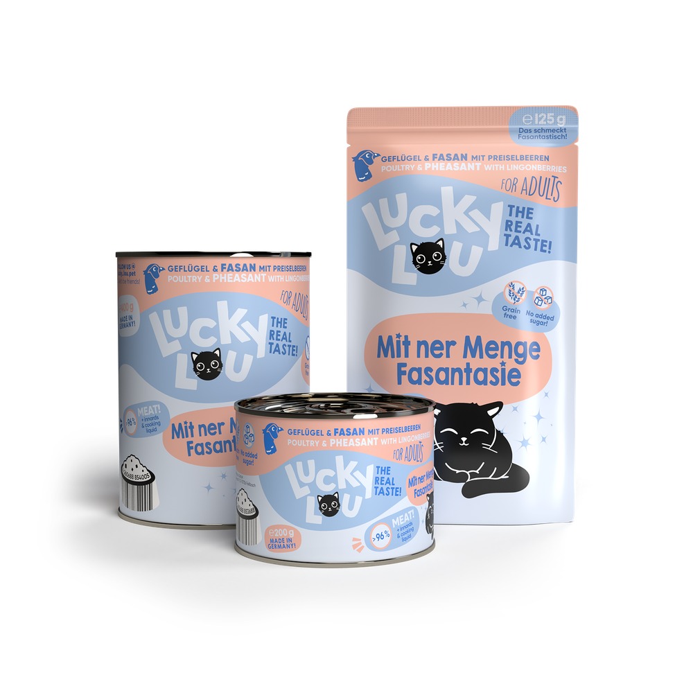 LUCKY LOU Lifestage pre Mačky Adult – Hydina a Bažant 16 x 125g