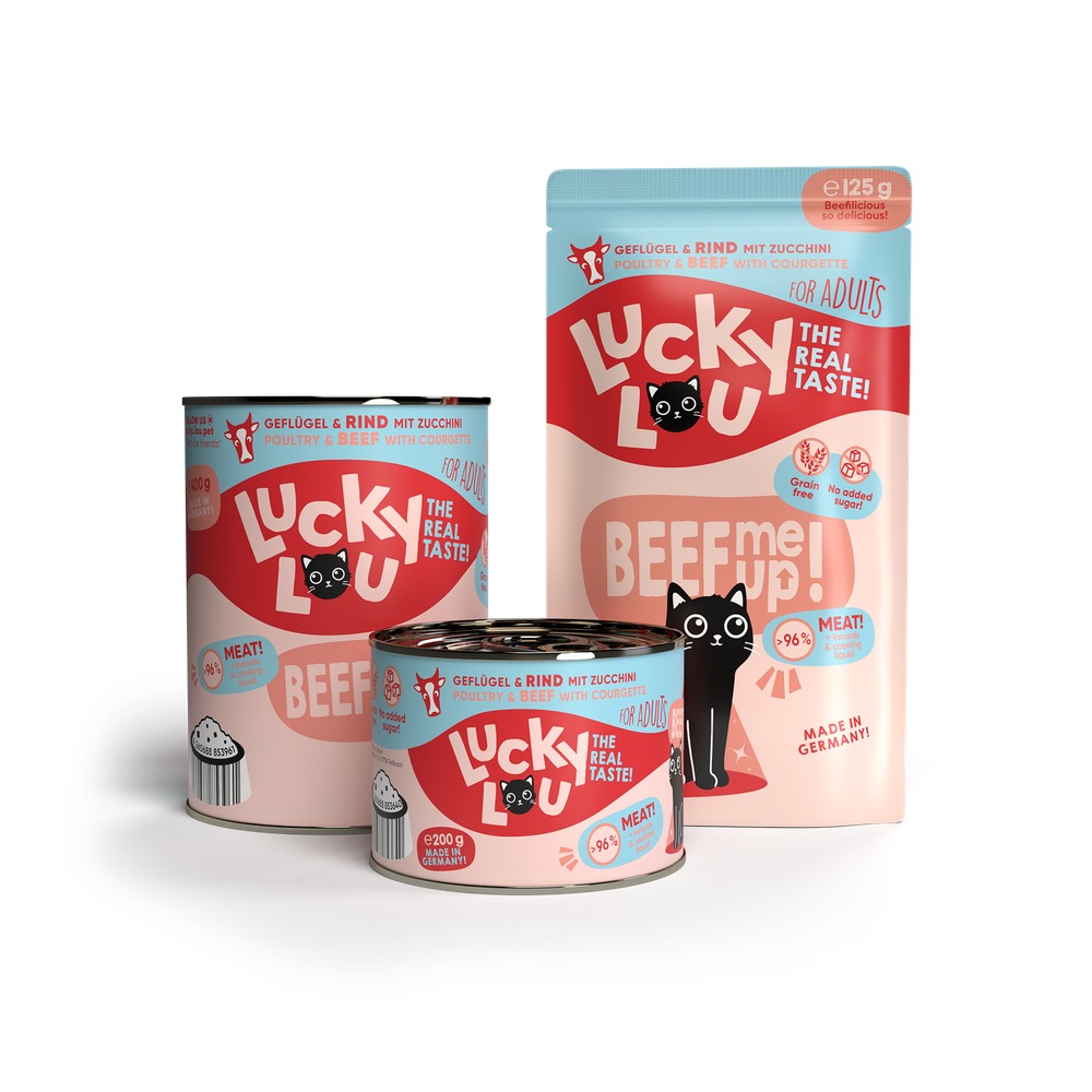 LUCKY LOU Lifestage pre Mačky Adult – Hydina a Hovädzie 300g