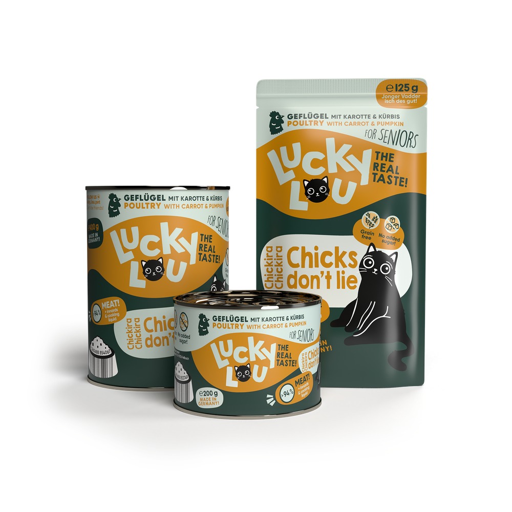 LUCKY LOU Lifestage pre Mačky Senior – Hydina 4 x 125g