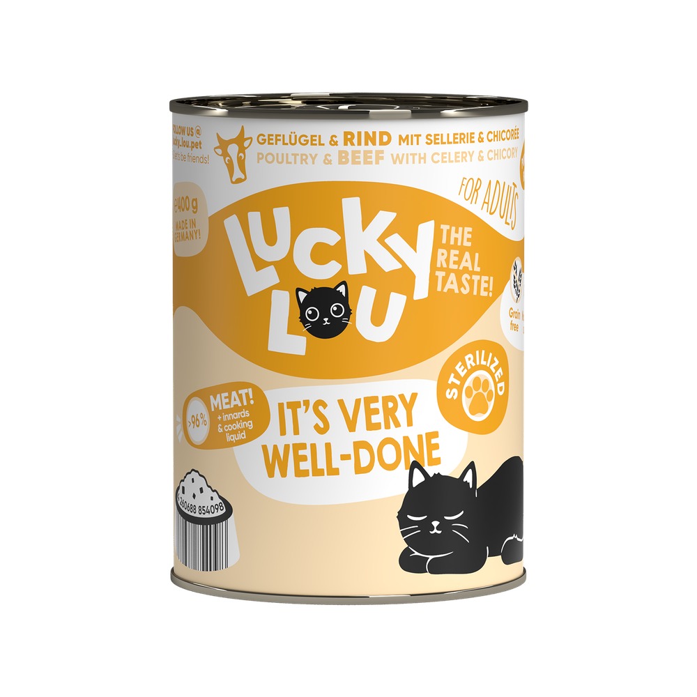LUCKY LOU Lifestage pre Mačky Sterilized – Hydina a Hovädzie 125g - 5
