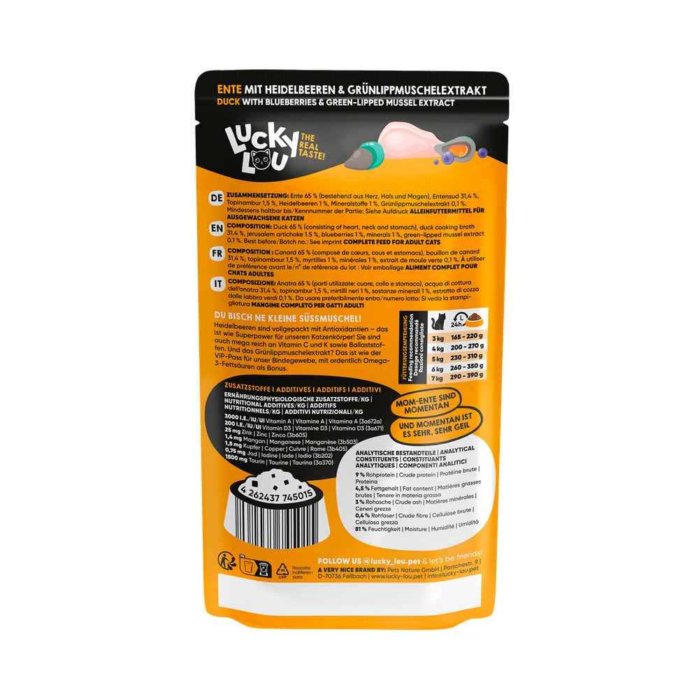 LUCKY LOU SuperMono pre Mačky Adult – Kačka 125g - 2