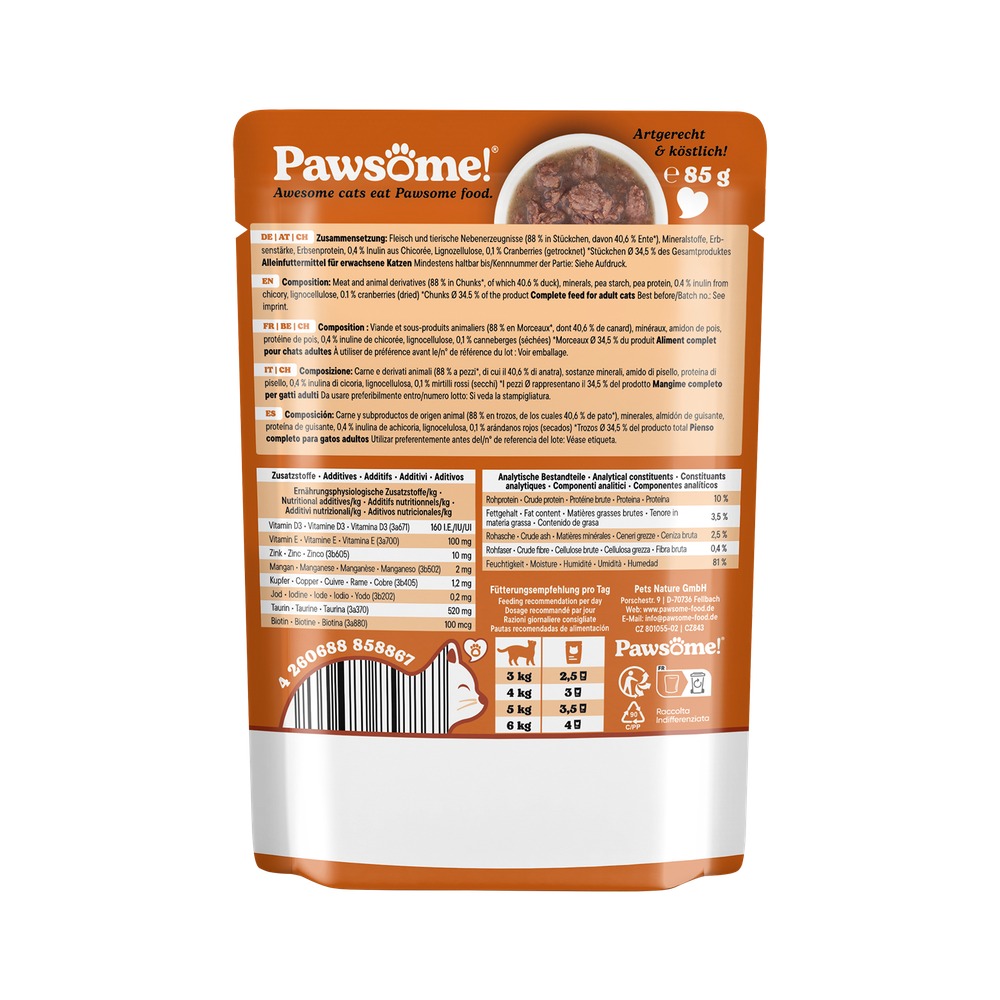 PAWSOME! pre Mačky Adult – Kačka 4 x 85g - 6