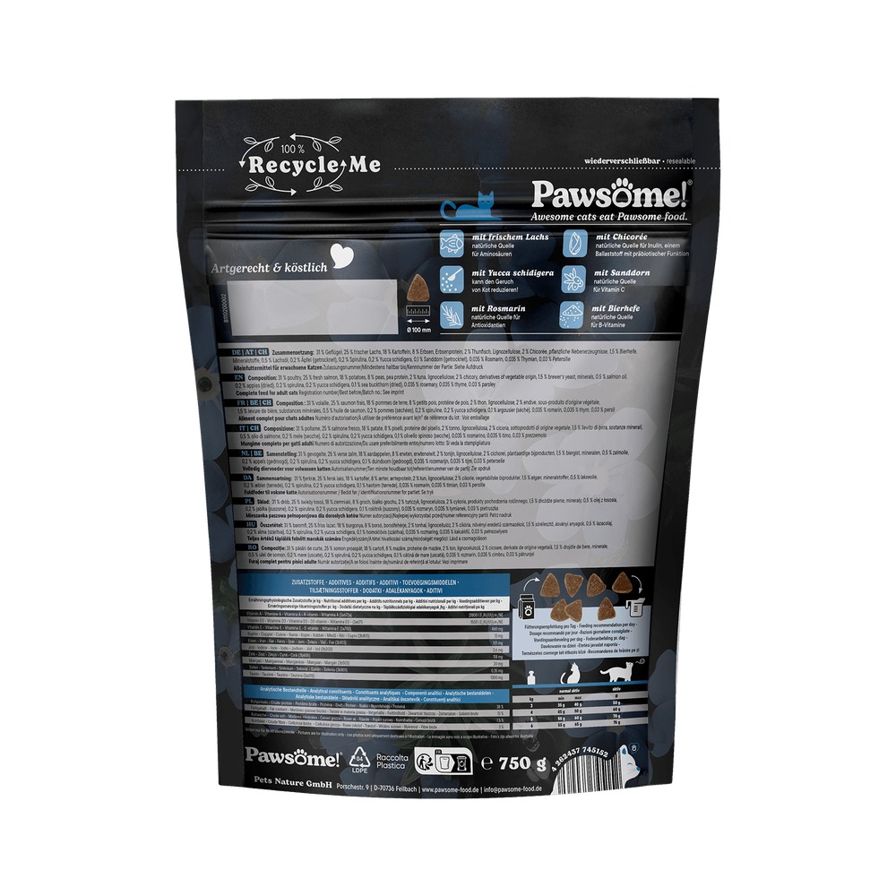 Granuly PAWSOME! Fresh & Dry pre mačky Adult – Losos 750g - 2