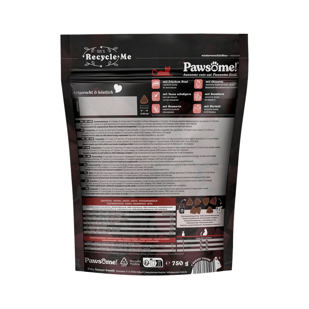 Granuly PAWSOME! Fresh & Dry pre mačky Adult STERILIZED – Hovädzie 750g - 2