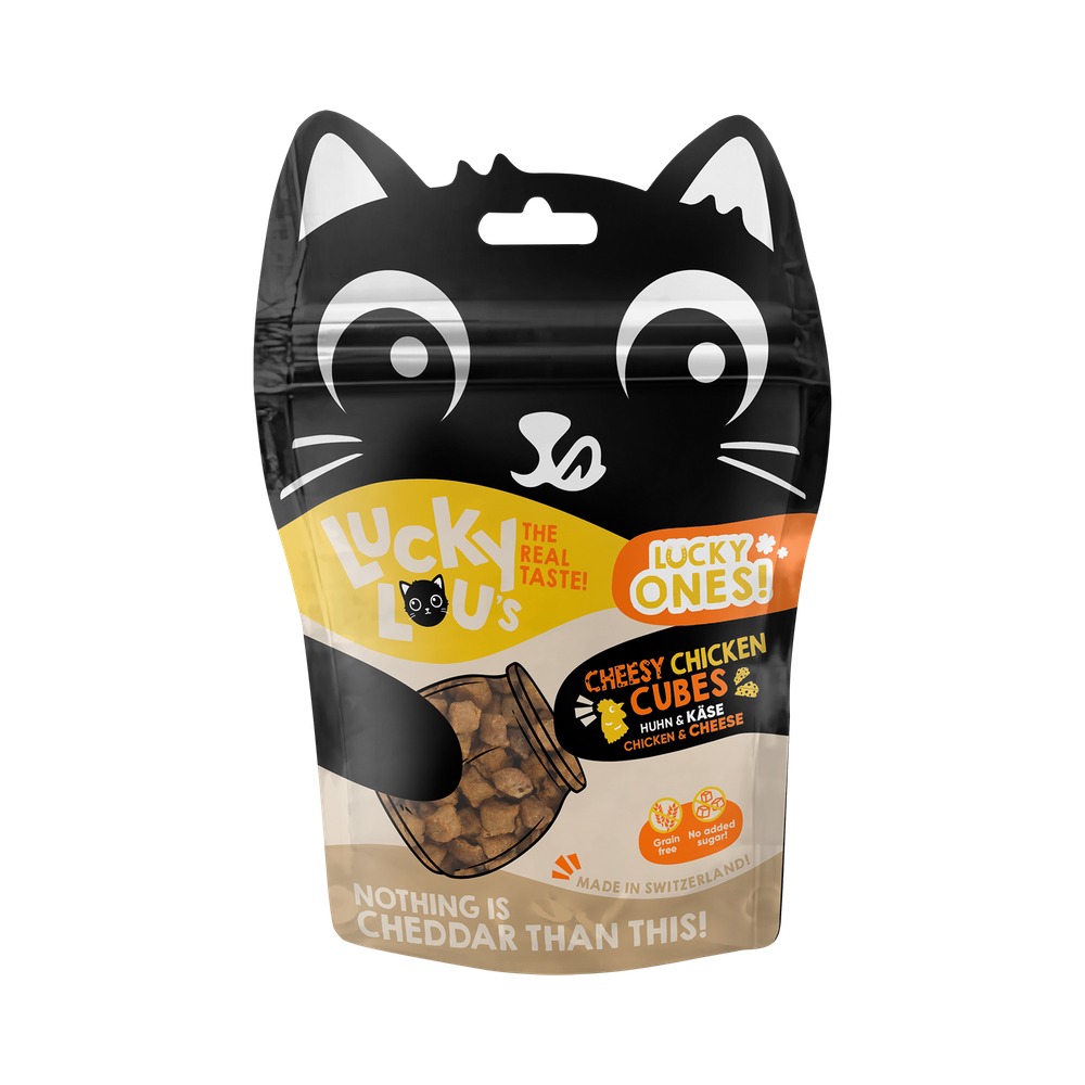 LUCKY LOU pamlsky pre mačku Ones Cubes – Kura a Syr 80g