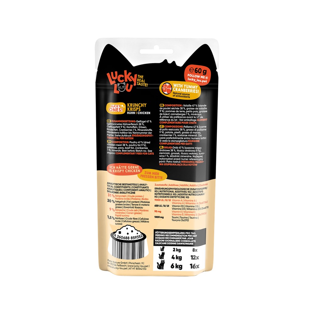 LUCKY LOU pamlsky pre mačku Ones Krunchy – Kura 60g - 2