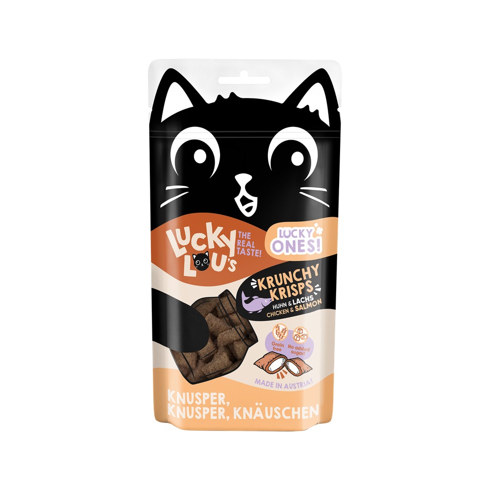 LUCKY LOU pamlsky pre mačku Ones Krunchy – Kura a Losos 60g