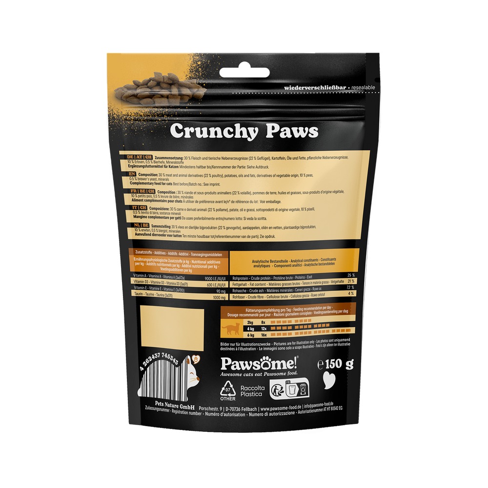 PAWSOME! Crunchy pre mačky – Kura 150g - 3
